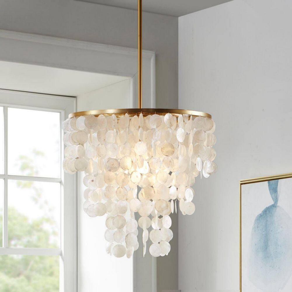 Urban Habitat 1-Light White Capiz Shell Layered Pendant Chandelier for Living Room (No Bulb Included） price history on PriceWatchPro