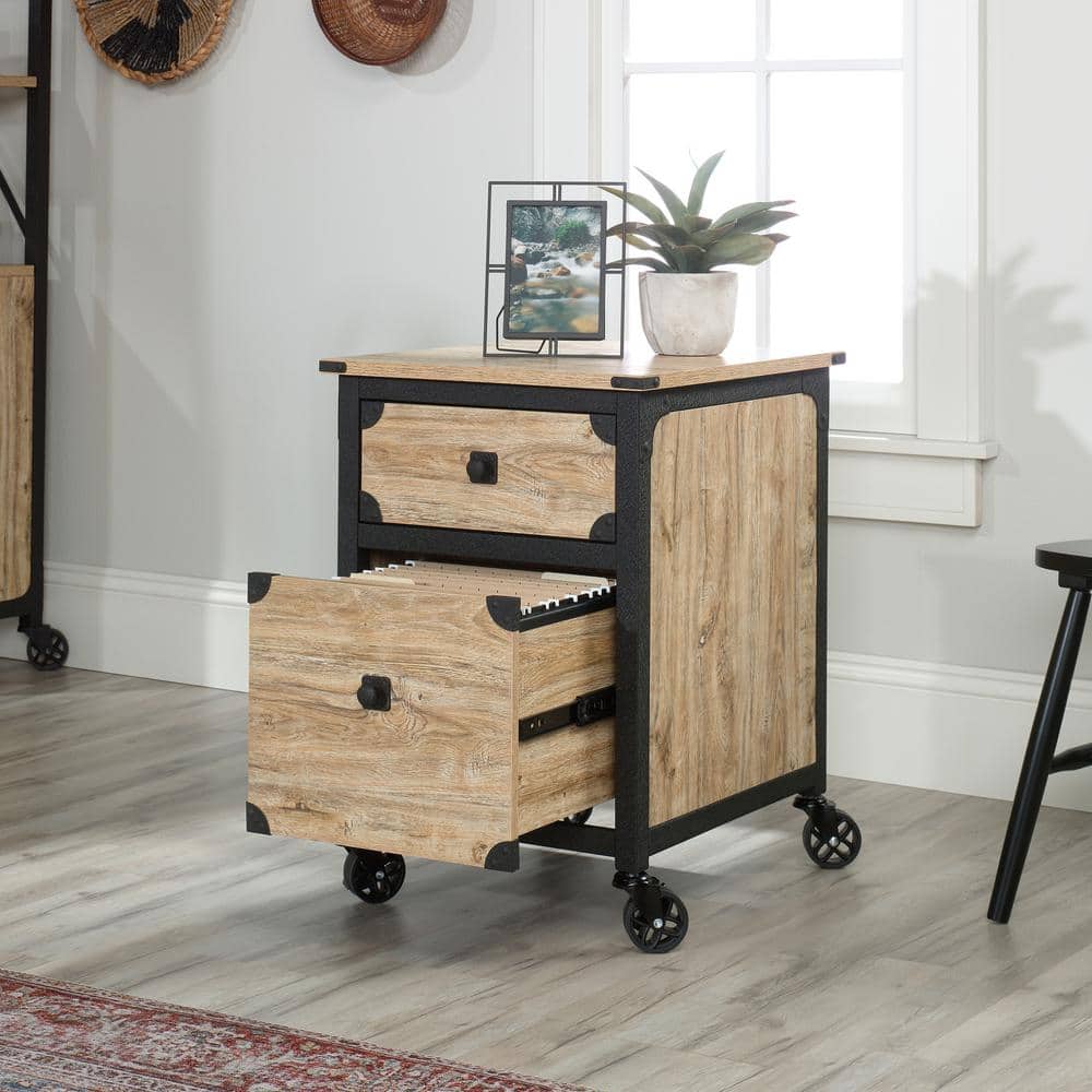 Steel River Milled Mesquite 2-Drawer Mobile File Cabinet with Metal Accents