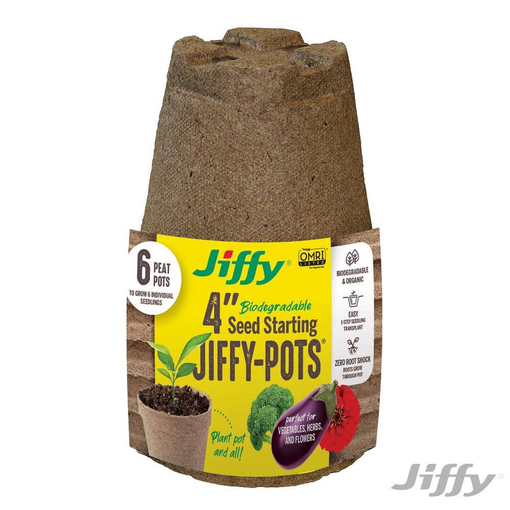 Ferry Morse Jiffy-Pots Organic Seed Starting 5 Biodegradable Peat Pots, 6  Count, 4-Pack