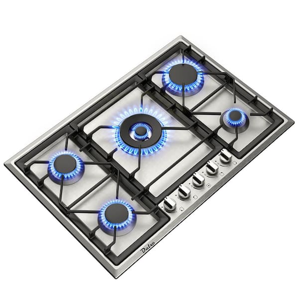 Dalxo 30 in. Gas Cooktop in Stainless Steel with 5 Burners HDCTOP27 - The  Home Depot