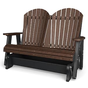 Heritage 2-Person Tudor Brown and Black Plastic Outdoor Double Glider