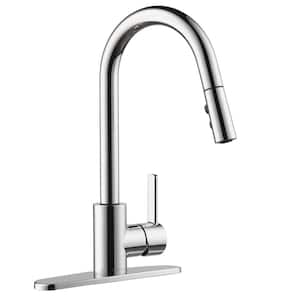 Precept Single Handle Pull Down Sprayer Kitchen Faucet with Deckplate Included and 1.0 GPM in Chrome