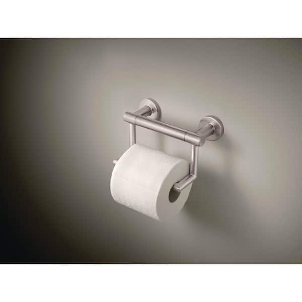 Delta Decor Assist Contemporary Toilet Paper Holder With Assist Bar In Stainless 41550 Ss The Home Depot
