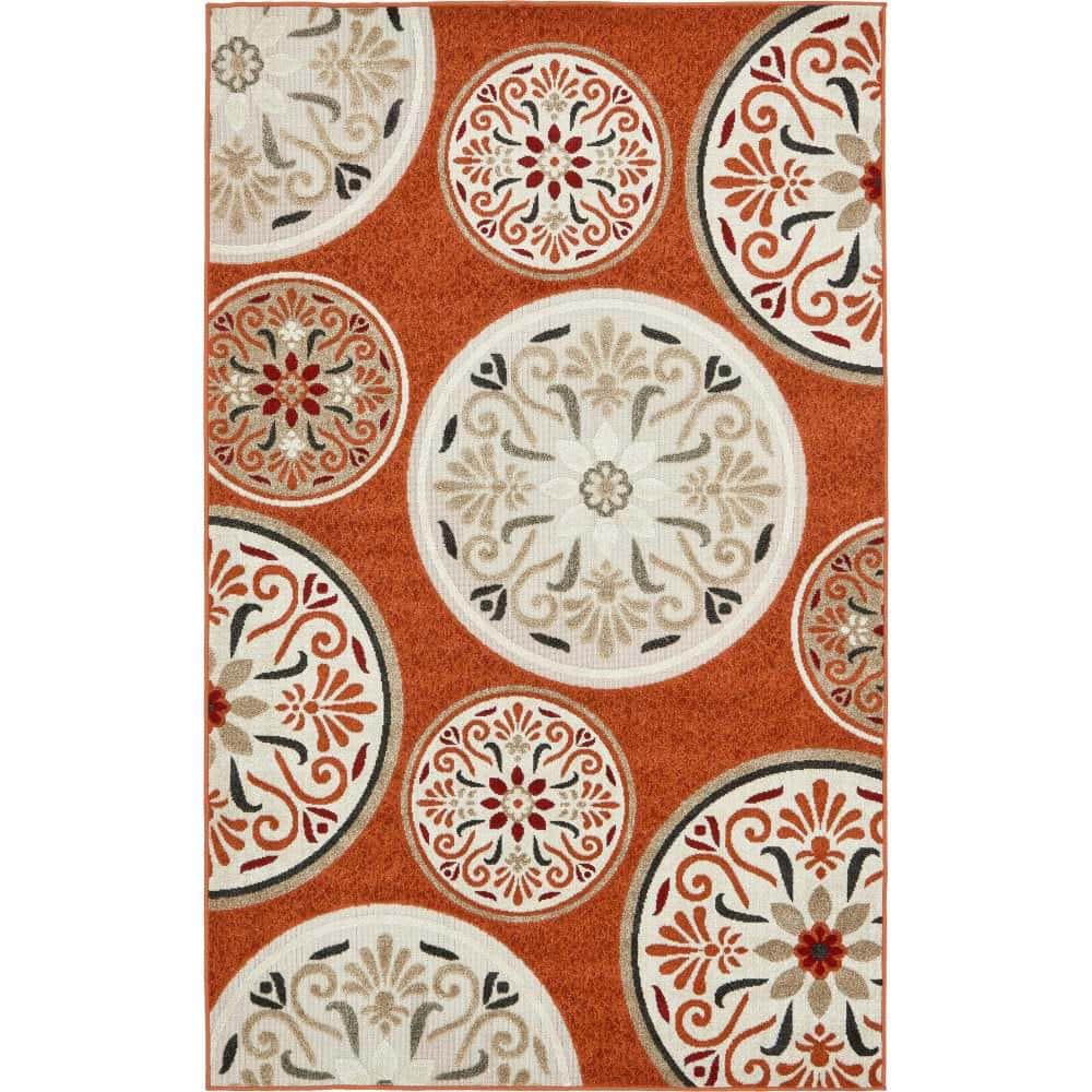 Unique Loom Outdoor Modern Terracotta 5 ft. x 8 ft. Area Rug 3132562