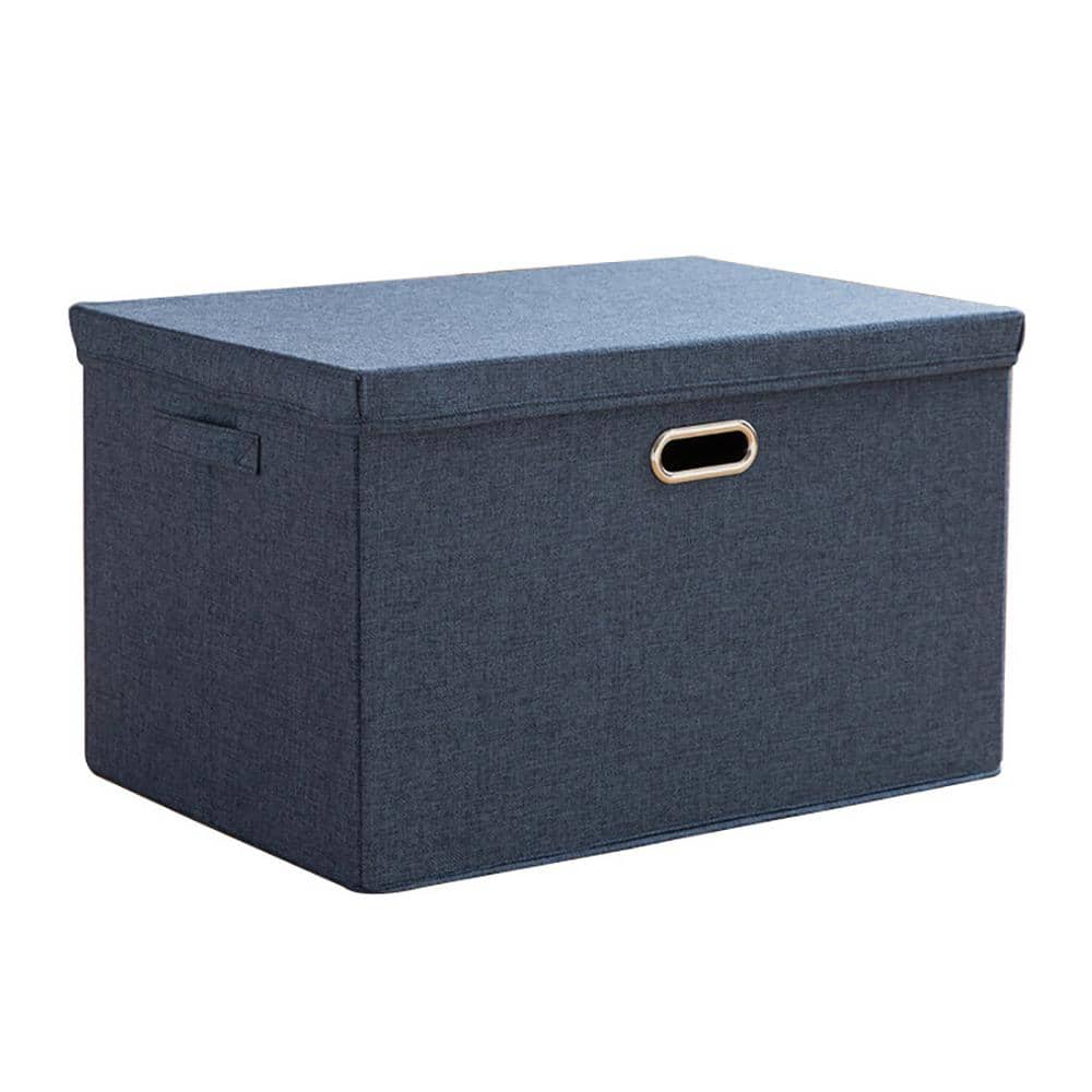 40 qt. Fabric Collapsible Storage Bin with Lid in Blue (3-Pack)