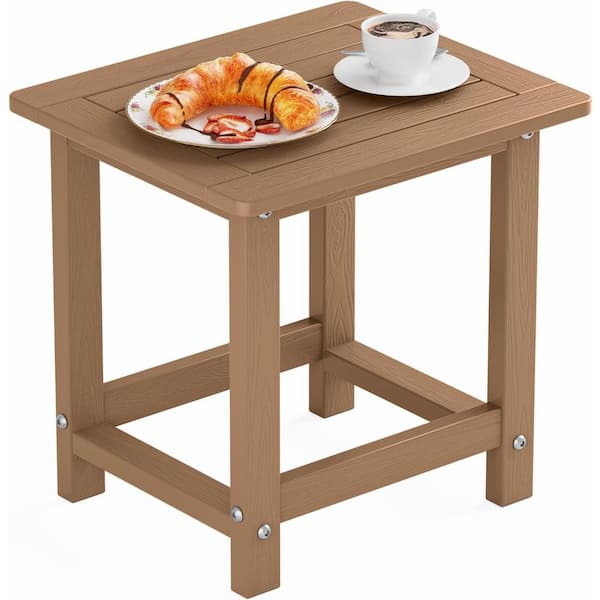 Modern Teak Eco-Friendly HIPS Plastic Indoor Outdoor Side Table Waterproof and UV Resistant