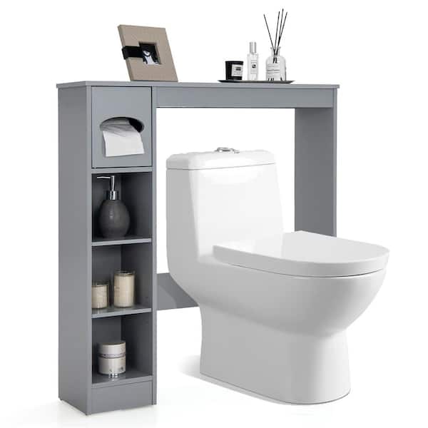 Giantex Over The Toilet Storage Cabinet with 2 Doors and Adjustable  Shelves, Space-Saving Rack Bathroom Shelf with Paper Holder, Freestanding  Bathroom