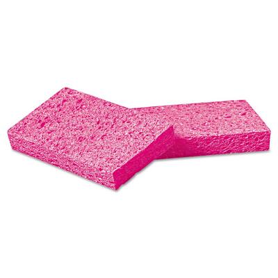 Small Cellulose Sponge, 3 3/5 x 6 1/2 in., 9/10 in. Thick, Pink, (2-Pack), (24-Packs/Carton)