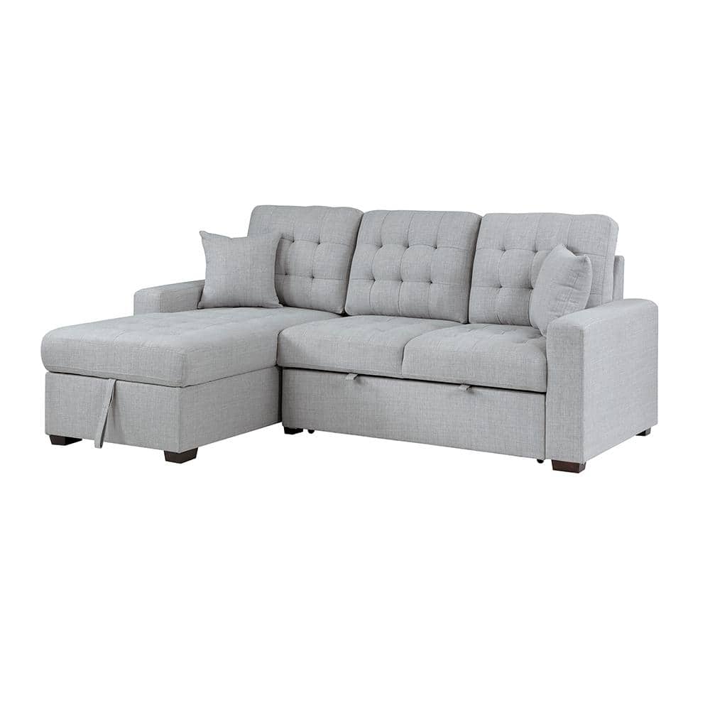 Fairborn 87 in. Straight Arm 2-piece Textured Fabric Sectional Sofa in Gray