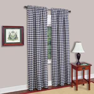Buffalo Check 42 in. W x 95 in. L Polyester/Cotton Light Filtering Window Panel in Navy