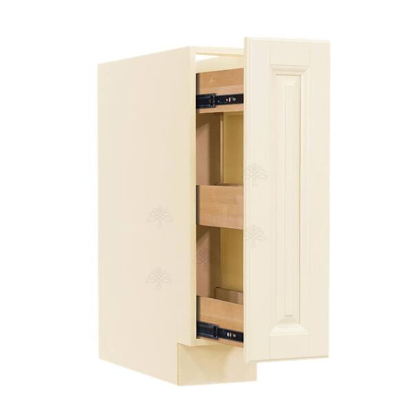 LIFEART CABINETRY Oxford Assembled 6 in. x 34.5 in. x 24 in. Base Spice Drawer Cabinet with Raised-Panel Door Style in Creamy White