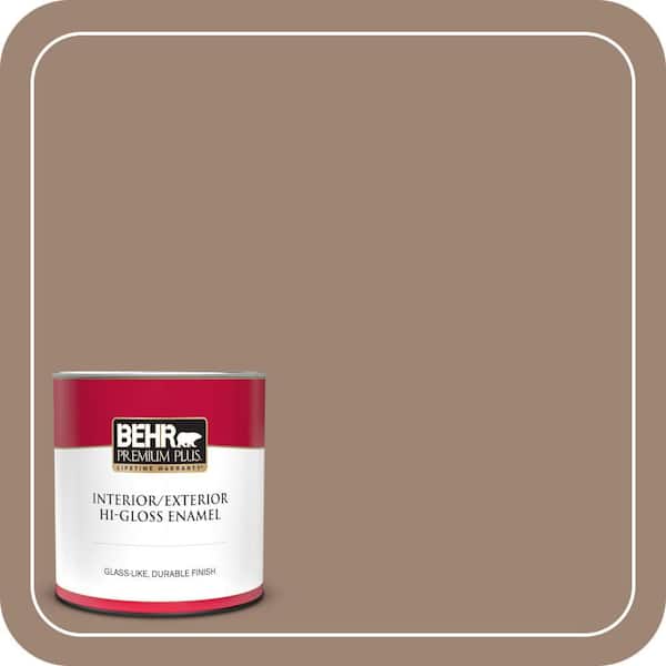 BEHR PREMIUM PLUS 1 qt. #760B-5 Blanket Brown Hi-Gloss Enamel Interior/Exterior Paint & Primer