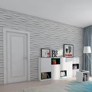 19.7 in. x 19.7 in. White PVC 3D Wall Panels for Interior Wall Decor (12-Sheet)