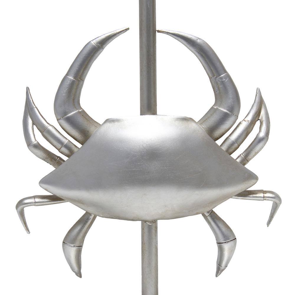 18.25" Coastal Brushed Nickel Crab Table Lamp with White Shade