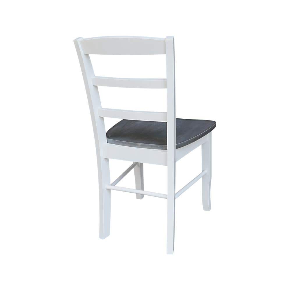 White and Heather Gray High Ladderback Solid Wood Side Chair