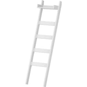 5-Layer Bamboo Bathroom Blanket Ladder Towel Rack in White