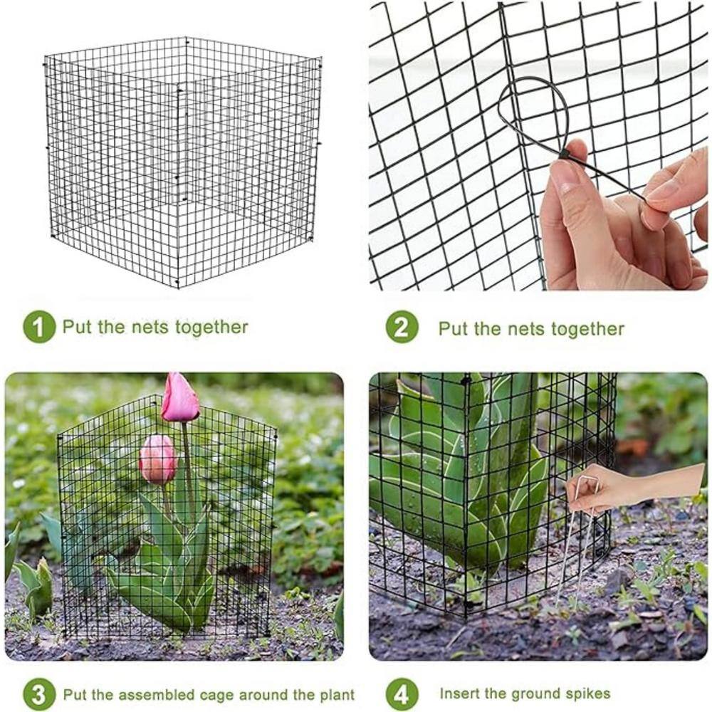 12" Black Metal Mesh Plant Protection Cages, Set of 10