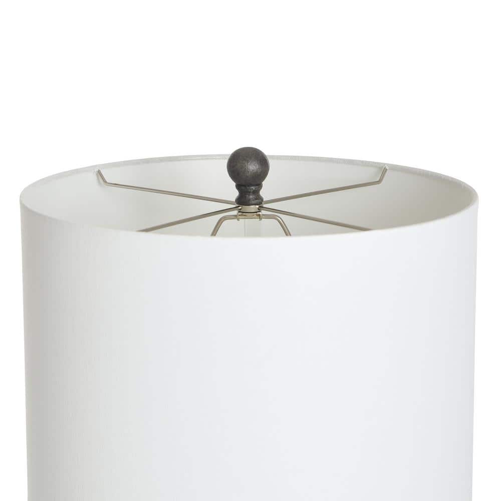 Charlotte Matte Black Polyresin Table Lamp with White Linen Shade