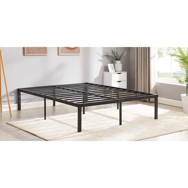 Full Size Bed Frame , 55.5 W Metal Platform Bed Frames No Box Spring Needed, Steel Slat Support, Black