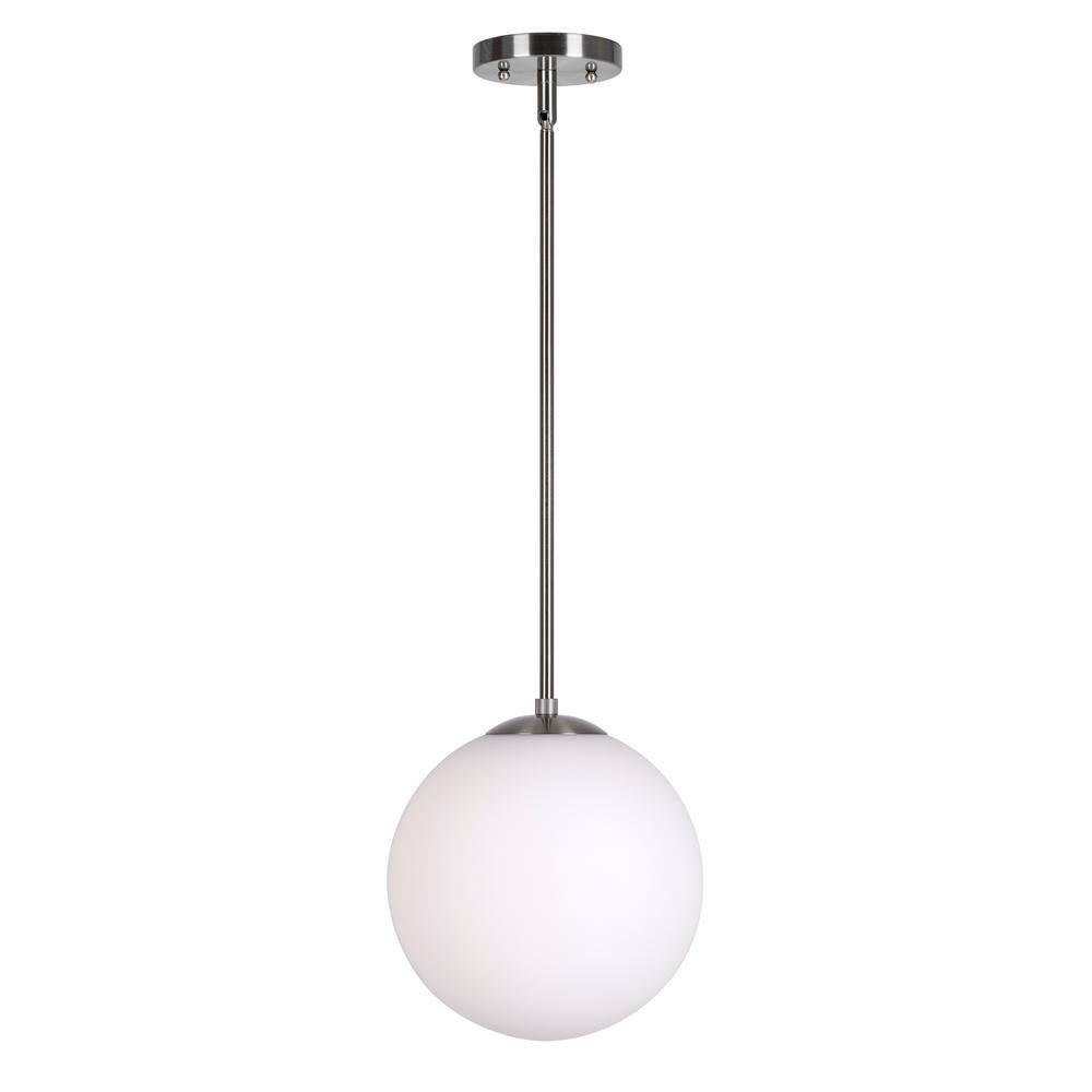 Selene 1-Light Brushed Nickel Pendant with Satin Opal Globe Glass Shade