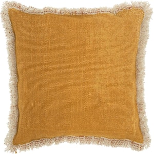 Lifestyles Mustard Yellow 18 in. x 18 in. Throw Pillow
