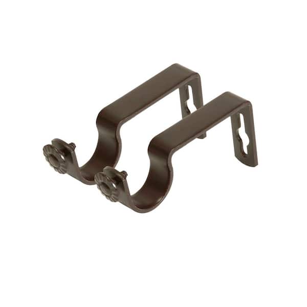 Rod Desyne Cocoa Steel Single 4 in. Projection Curtain Rod Bracket (Set of 2)