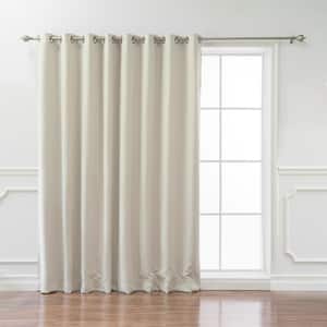 Biscuit Polyester Solid 100 in. W x 84 in. L Grommet Blackout Curtain