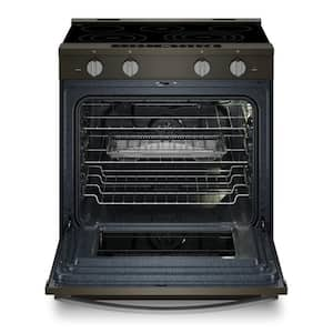 30 in. 5-Burners Smart Slide-In Electric Range in Black-on-Stainless with Air Cooking Technology