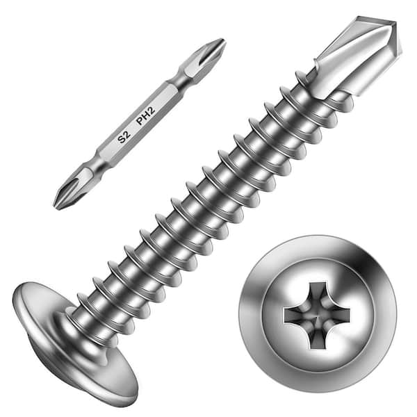 #8 x 1-1/4 in. Stainless Steel Phillips Truss Head Self-Drilling Sheet Metal Screws (200-Pack)