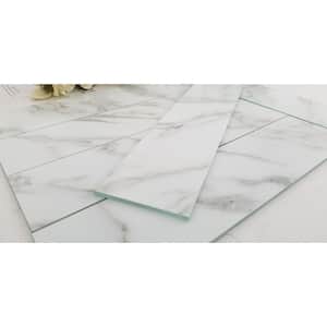 Tuscan Design Calacatta Gold Large Format 4 in. x 16 in. Marble Look Glass Wall Tile (2.66 sq. ft./Case)
