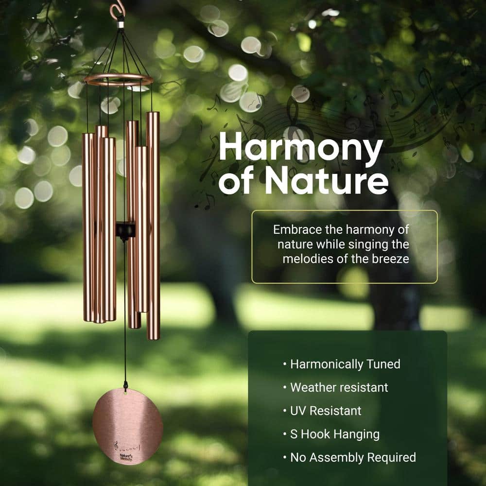 Nature's Melody 42-Inch Rose Gold Aluminum Wind Chimes