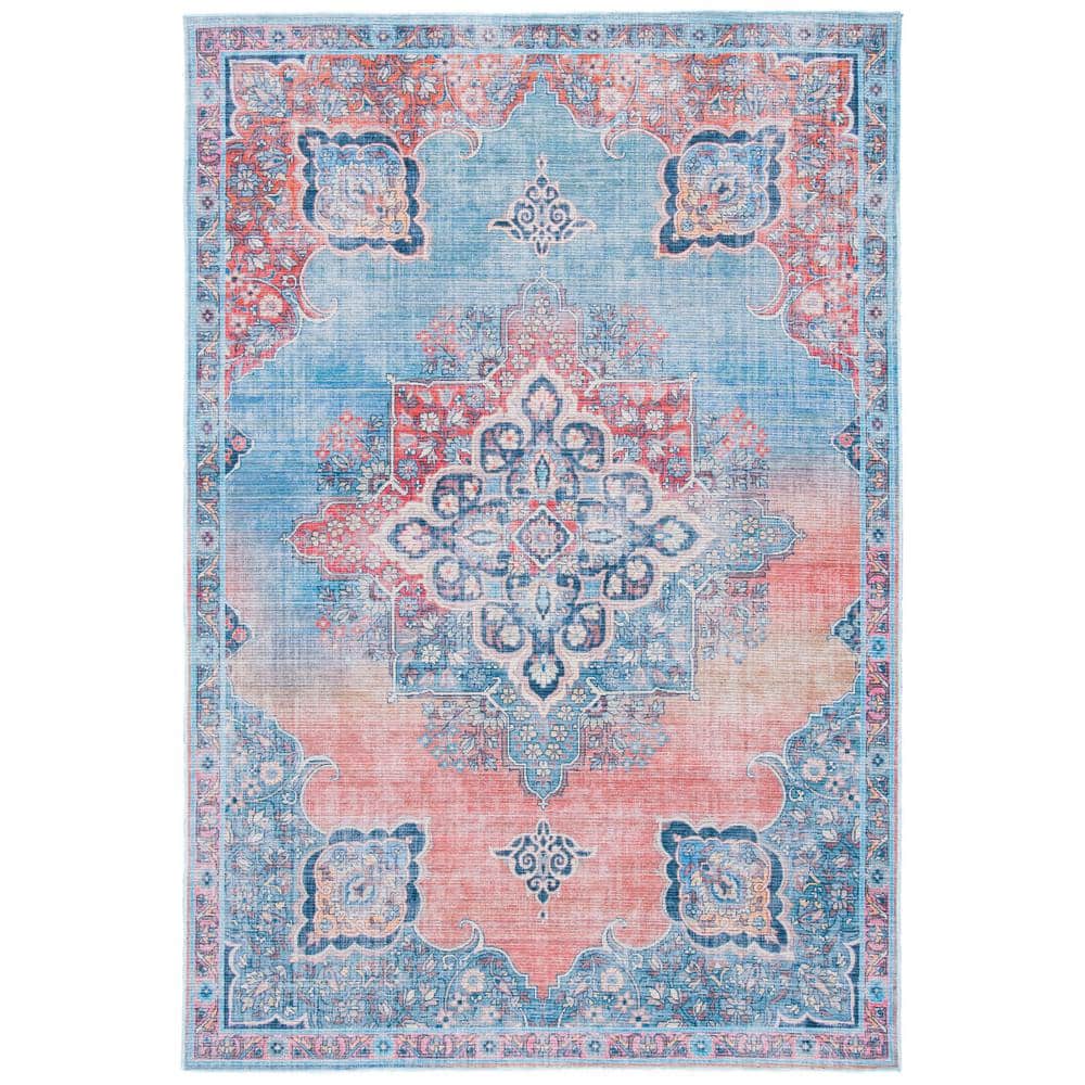 Blue and Beige Reversible 4' x 6' Chenille Viscose Rug