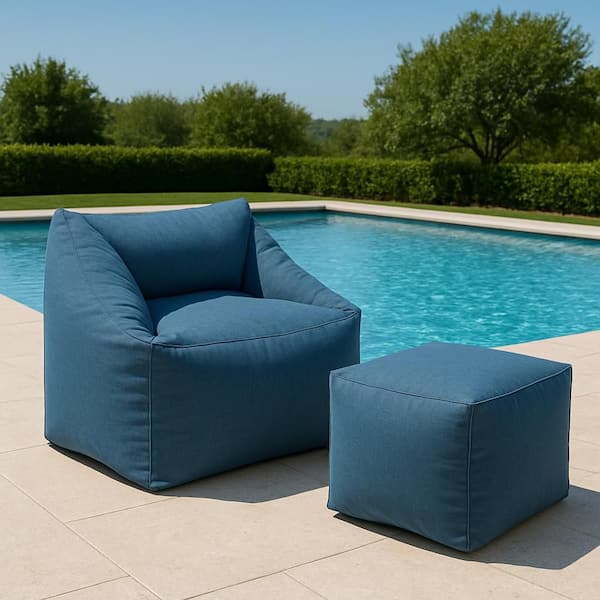 Blue Plush, Supportive Indoor/Outdoor Bean Bag for Learning and Relaxation 36 D x 30 W x 26 H