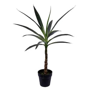 30 in. Green Artificial Yucca Tree in Black Planters Pot