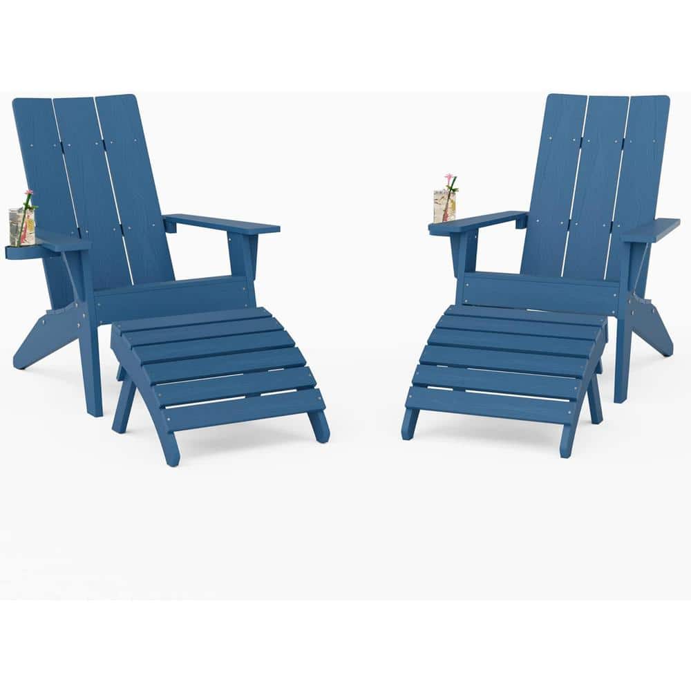4-Piece Oversize Modern Navy Plastic Outdoor Patio Adirondack Chair with Folding Ottoman Set price history on PriceWatchPro