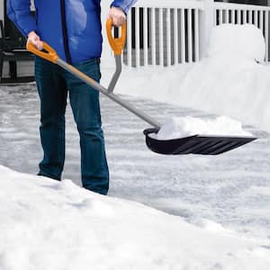 48 in. Steel Shaft Impact Resistant Snow Shovel with Aluminum Wear Strip and Ergonomic Second Handle