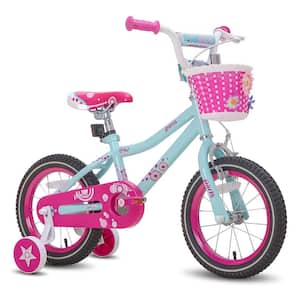 Paris Kids Bike for Girls Ages 4-7 with Training Wheels, 16 in., Blue/Fuschia