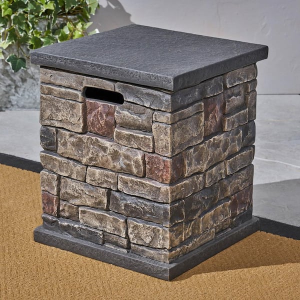 Noble House Chesney 37 In X 17 In Octagonal Lightweight Concrete Fire Pit In Mixed Brown 65831 The Home Depot