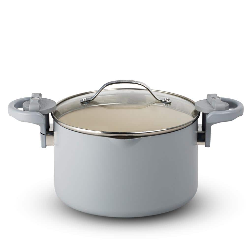 5 Qt. Non-Stick Aluminum Ceramic Pasta Pot with Built-in Strainer and Twist