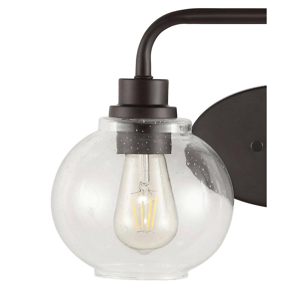 Sandrine French Country 17.5" Oil-Rubbed Bronze Vanity Light with Clear Seeded Glass