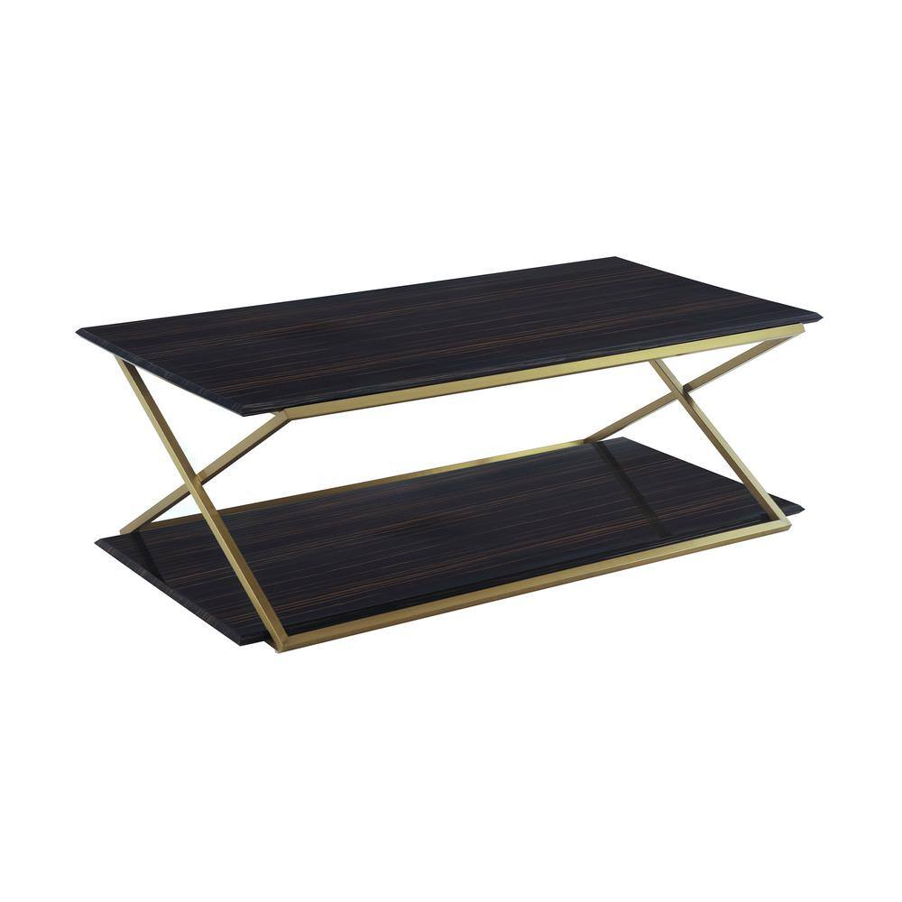Westlake Dark Brown and Gold Modern Wood Coffee Table