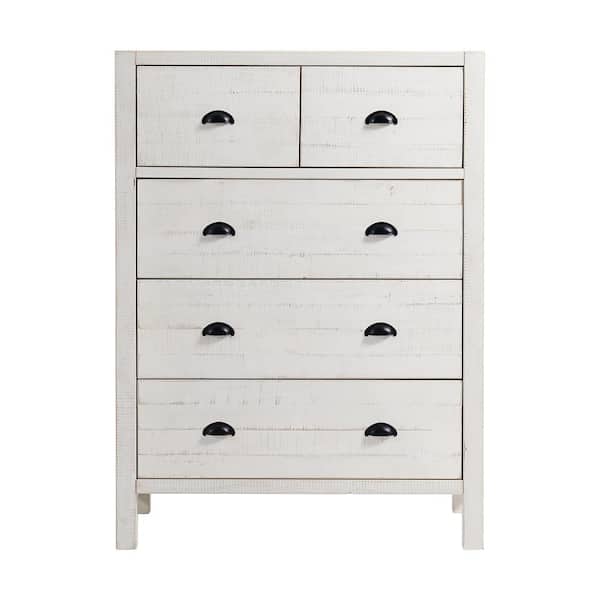 Alaterre Furniture Windsor 5 Drawer White Chest of Drawers