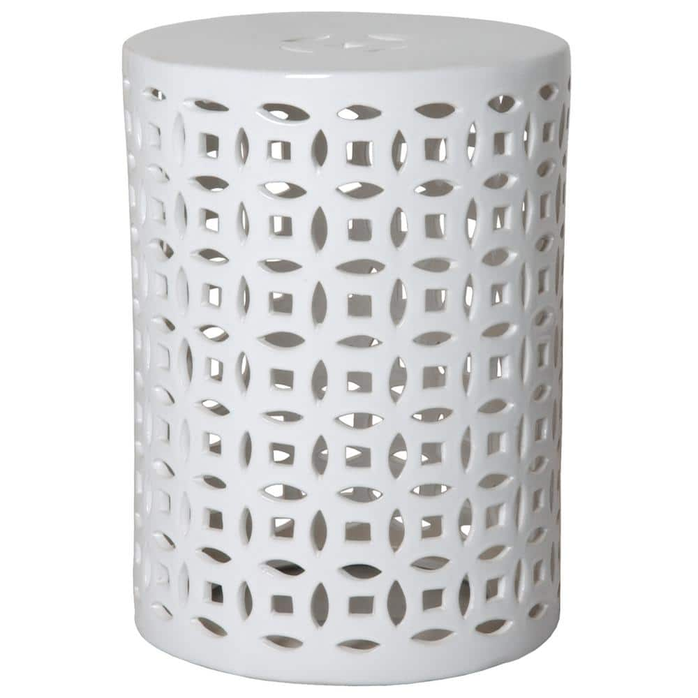 Emissary Linked Fortune White Ceramic Garden Stool 4562WT - The Home Depot