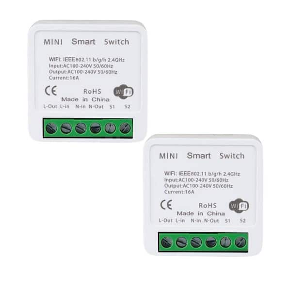 16 Amp WiFi Smart Switch Light Switch, APP Remote Control, Voice Control, Timer Function, LAN Control in White (2-Pack)