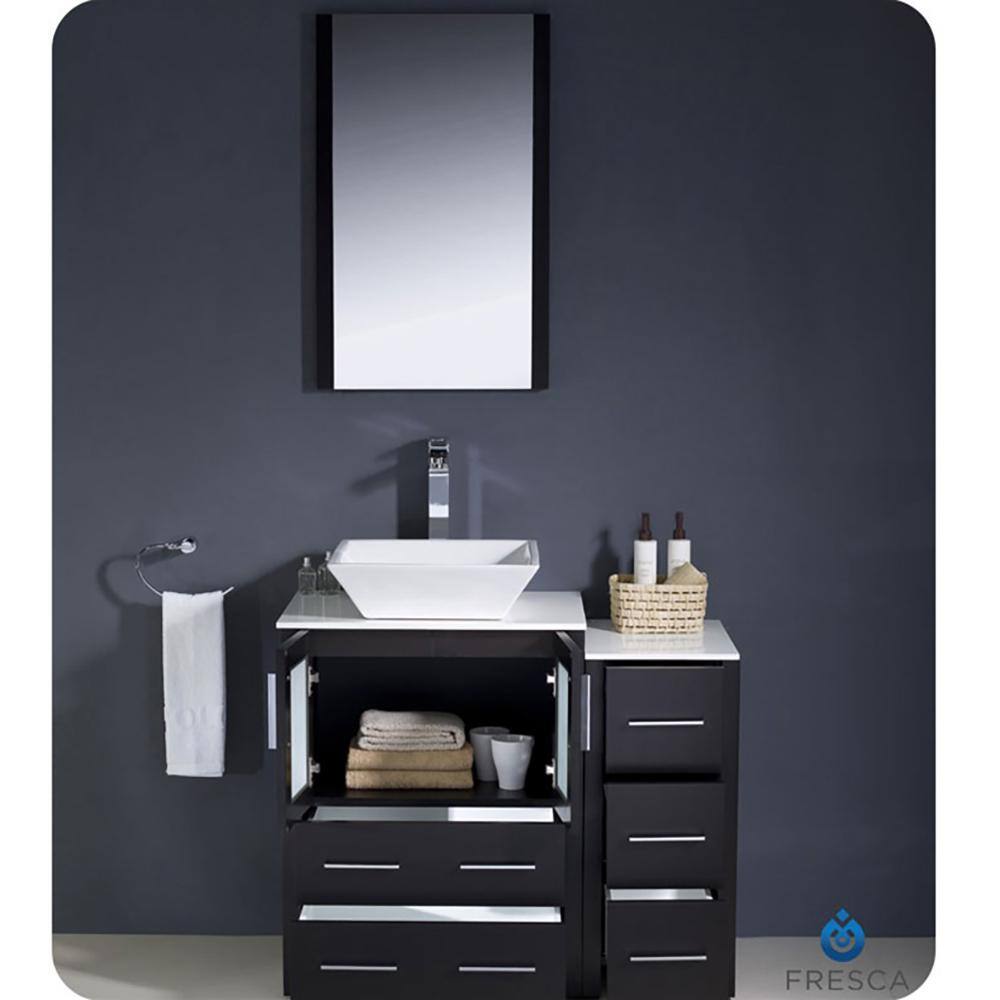 Espresso Engineered Wood Modern Freestanding Bathroom Vanity Base