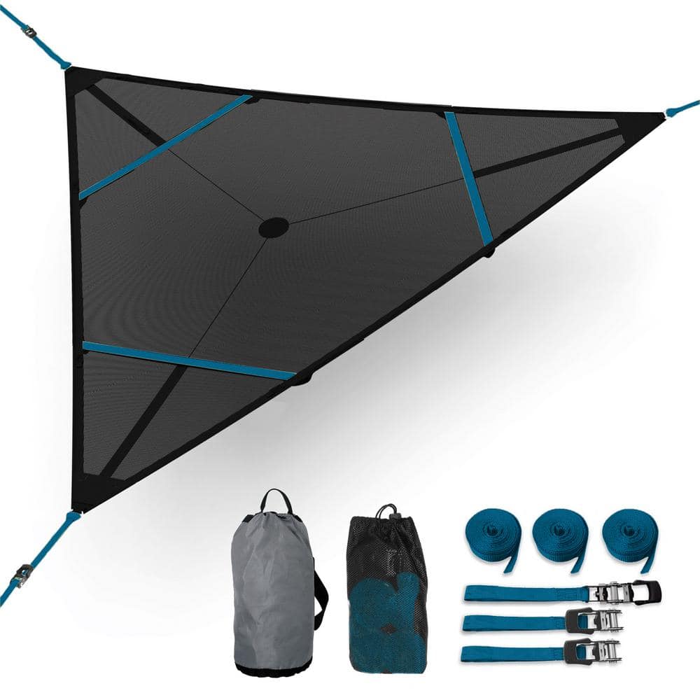 Elevate Black and Blue Polyester Mesh Hammock Bed