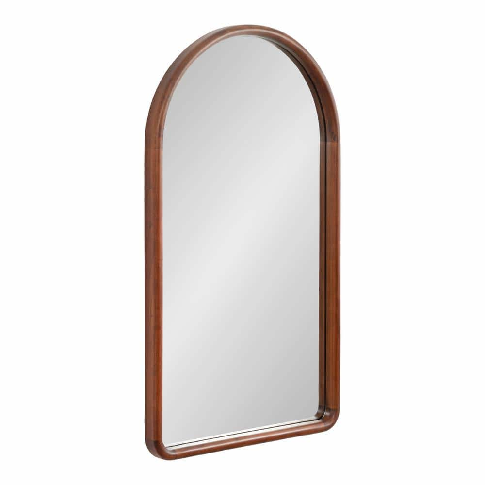 Kate and Laurel Talma Tall Arched Wall Mirror  20 x 36  Dark Walnut  Transitional Arch Mirror with Solid Poplar Wood Frame and Rounded Frame Profile