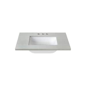 31 in. W x 22 in. D Cultured Marble Rectangular Undermount Single Basin Vanity Top in Silver Stream