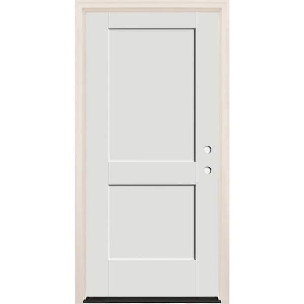 Builders Choice 32 in. x 80 in. 2 Panel Left-Hand Alpine Fiberglass Prehung Front Door w/4-9/16 in. Frame and Bronze Hinges
