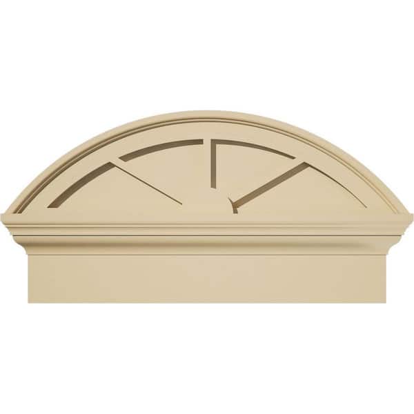 24-in W x 12-7/8-in H x 2-3/4-in P Segment Arch 3-SpokeSignature Urethane Combination Pediment, Primed Tan